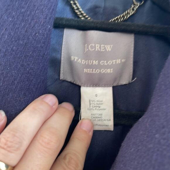 J. Crew Cocoon Stadium Cloth wool blend full zip mock neck midi coat sz 0 - Picture 5 of 6